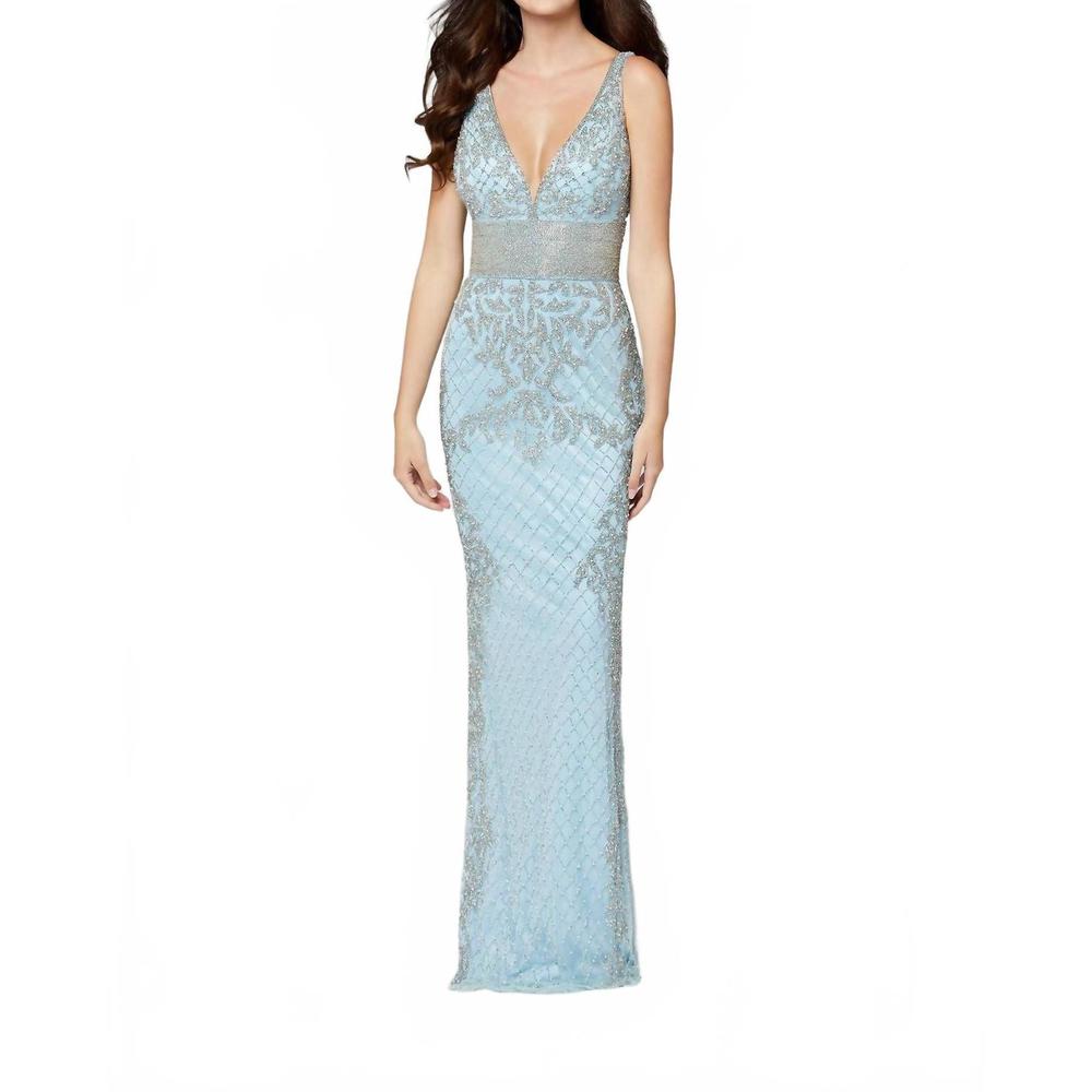 NEW PRIMAVERA shiny prom gown in powder blue